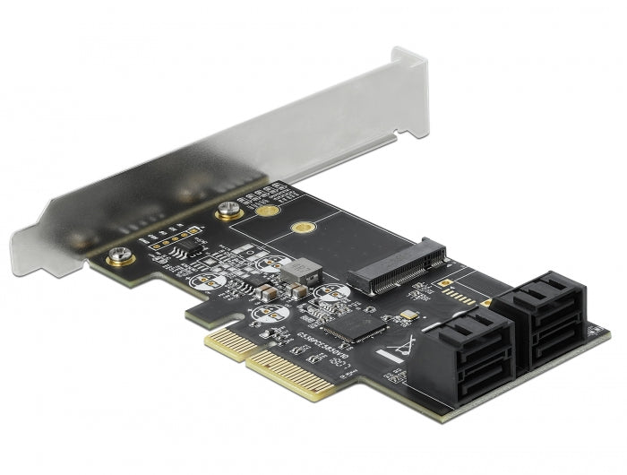 כרטיס PCI-E x4 Low Profile עבור דיסק M.2 SATA משולב עם 4 יציאות SATA - delock.israel