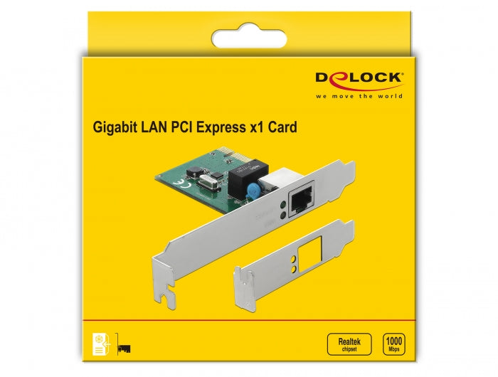 כרטיס רשת קווי PCIe x1 Gigabit Low profile יציאת RJ45 צ'יפ RTL8111H - delock.israel