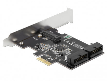 כרטיס PCIe x1 USB 3.0 5Gbps Low profile עם 2 יציאות 19pin USB פנימיות צ'יפ VLI - delock.israel