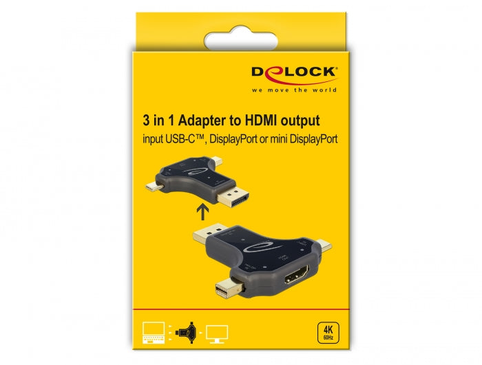 מולטי מתאם תצוגה לחיבור מסך HDMI 4K - delock.israel