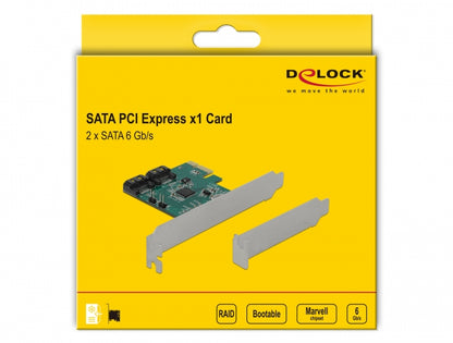 כרטיס SATA PCI-E x1 עם 2 יציאות SATA 6 Gb/s תומך RAID - delock.israel