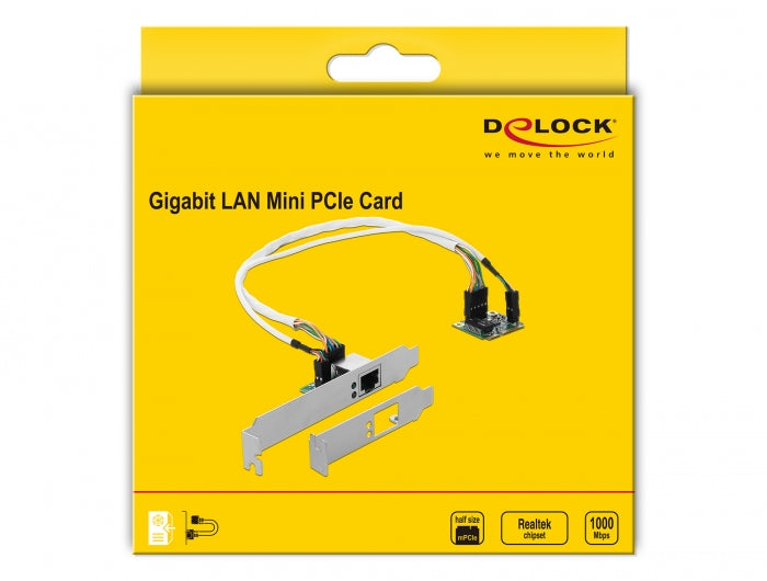 כרטיס רשת קווי Mini PCIe Gigabit Low profile עם יציאת RJ45 צ'יפ RTL8111H - delock.israel