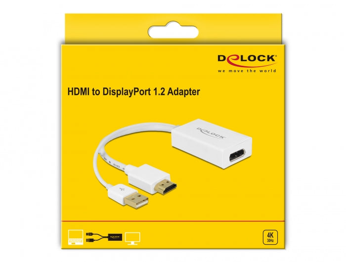 מתאם תצוגה HDMI אקטיבי לחיבור מסך DisplayPort 1.2 - delock.israel