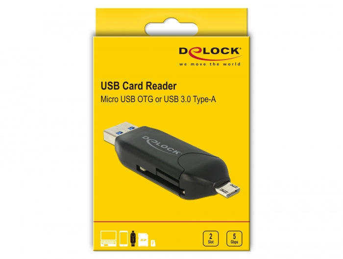 קורא כרטיסי Micro USB OTG+USB 3.0 - delock.israel