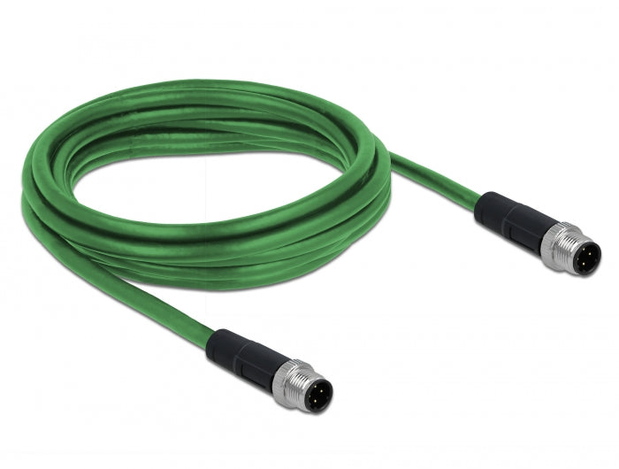 כבל רשת תעשייתי M12 PROFINET PUR (TPU) תקע 4pin D-coded לתקע 4pin D-coded - delock.israel