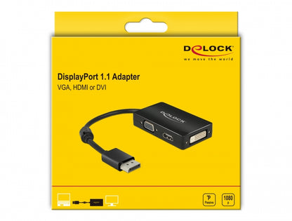 מתאם תצוגה DisplayPort 1.1 לחיבור מסך VGA / HDMI / DVI - delock.israel