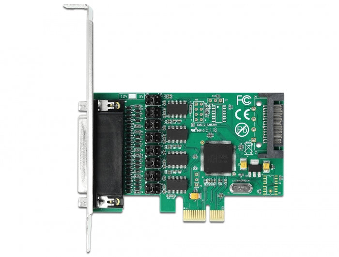 כרטיס PCIe x1 Serial RS-232 Low profile עם 4 יציאות DB9 Voltage supply צ'יפ WCH384L - delock.israel