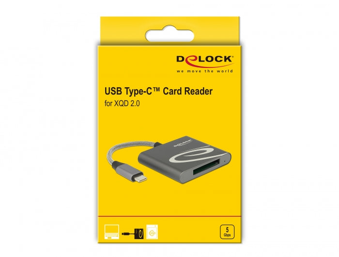 קורא כרטיסים USB-C עבור כרטיסי זיכרון XQD 2.0 - delock.israel