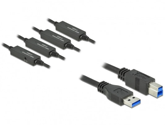 כבל אקטיבי USB 3.2 Gen 1 5Gbps תקע USB-B לתקע USB-A - delock.israel