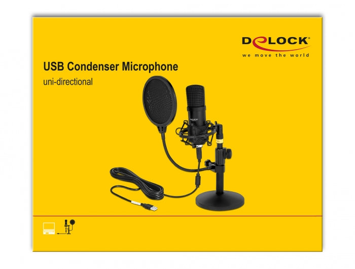 מיקרופון מקצועי USB אולפני להרצאות וגיימינג - delock.israel