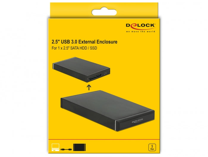מארז חיצוני USB 3.0/SATA עבור כונן דיסק 2.5″SATA HDD/SSD 2TB - delock.israel