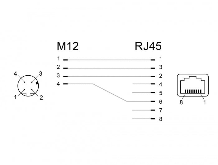מתאם M12 Cat.5e PROFINET שקע 4pin D-coded לשקע RJ45 - delock.israel