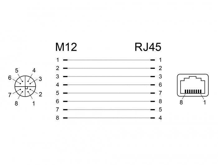 מתאם M12 Cat.6A PUR (TPU) שקע 8pin X-coded לשקע RJ45 - delock.israel