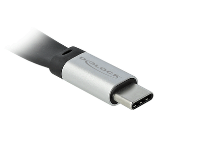 כבל USB-C 3.2 Gen 2 FPC שטוח ז/ז PD 3A E-Marker אורך 22 ס"מ - delock.israel