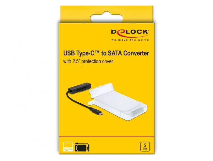 ממיר USB-C 3.2 Gen 2 לחיבור SATA 6 Gbps עם כיסוי הגנה 2.5 אינץ' - delock.israel