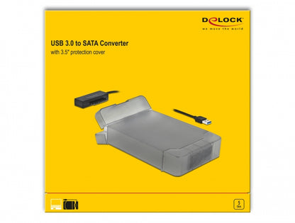 ממיר USB-3.0 עבור כונן דיסק 3.5″SATA HDD/SSD + כיסוי הגנה - delock.israel