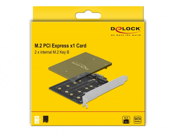 כרטיס PCI-E x1 עם גוף קירור עבור 2 כונני דיסקים M.2 SATA Key B - delock.israel