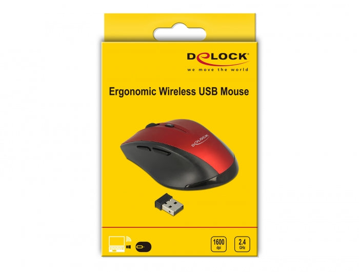 עכבר ארגונומי אלחוטי USB-A 2.4 GHz עם 6 לחצנים - delock.israel