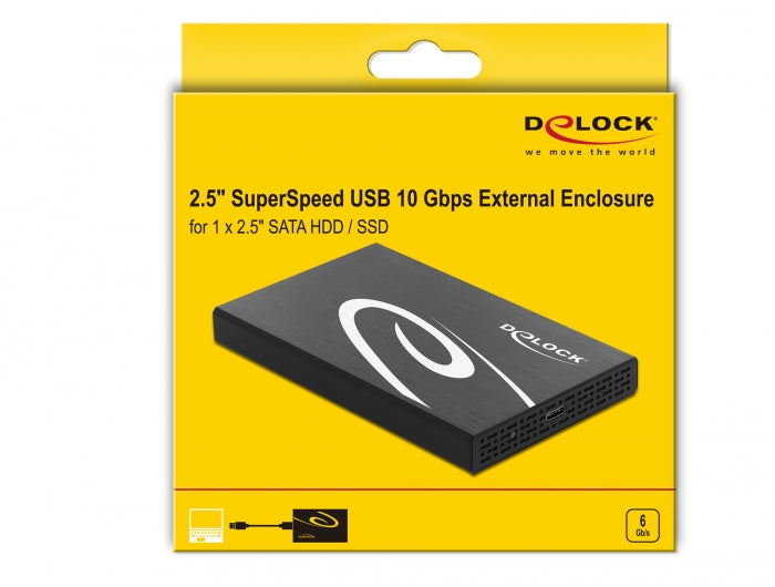 מארז חיצוני USB 3.1 10Gbps עבור כונן דיסק 2.5″SATA HDD/SSD 4TB - delock.israel