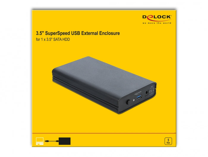 מארז חיצוני USB-3.1 Gen1 לדיסק קשיח SATA HDD/SSD 3.5″ (פלסטיק) - delock.israel