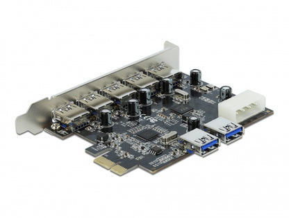 כרטיס PCI-E USB 3.0 5Gbps עם 5 יציאות USB-A חיצוניות + 2 פנימיות צ'יפ VLI - delock.israel