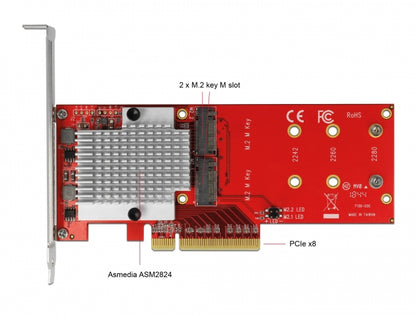 כרטיס גיימינג PCI-E x8 Low profile עם גוף קירור עבור 2 כוננים M.2 NVMe - delock.israel