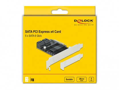 כרטיס SATA PCI-E x4 עם 5 יציאות SATA 6 Gb/s - delock.israel