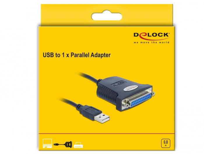 ממיר USB לשקע פרלל DB25 Parallel אורך 80 ס"מ - delock.israel