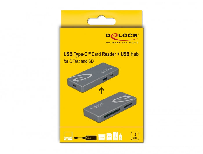 מפצל USB-C 3.2 Gen 1 5Gbps עם 2 יציאות USB-A/C וקורא כרטיסים - delock.israel