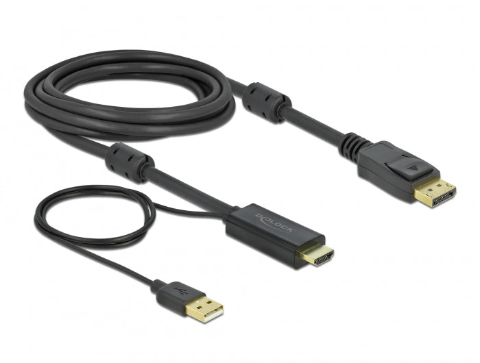 כבל HDMI 4K לחיבור מסך DisplayPort 1.2 ז/ז תומך 30 הרץ - delock.israel