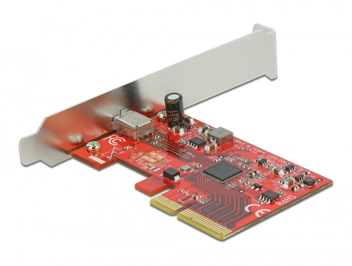 כרטיס PCIe x4 USB 3.2 Gen 2x2 20Gbps Low Profile עם יציאת USB-C 3 A צ'יפ Asmedia - delock.israel
