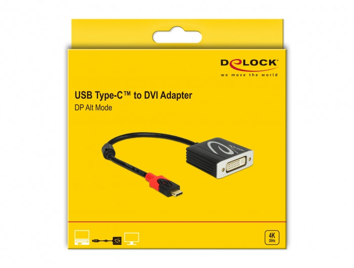 מתאם תצוגה USB-C לחיבור מסך DVI 4K תומך 30 הרץ - delock.israel