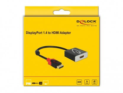 מתאם תצוגה אקטיבי תקע DisplayPort 1.4 לשקע HDMI 4K תומך HDR - delock.israel