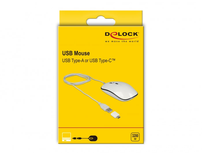 עכבר אופטי USB-C/A עם 4 לחצנים - delock.israel