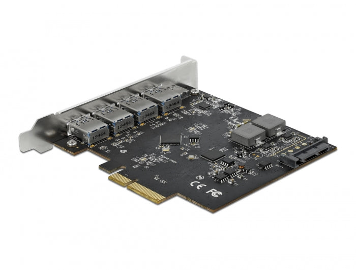 כרטיס PCIe x4 USB 3.2 Gen 2 10Gbps עם 5 יציאות USB צ'יפים VIA / Asmedia דגם D89026 - delock.israel