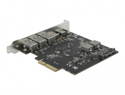 כרטיס PCIe x4 USB 3.2 Gen 2 10Gbps עם 5 יציאות USB צ'יפים VIA / Asmedia דגם D89064 - delock.israel