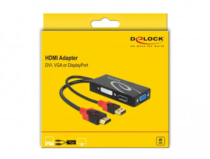 מתאם תצוגה HDMI לחיבור מסך DVI / VGA / DisplayPort 4K - delock.israel