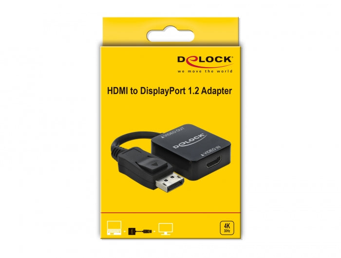 מתאם HDMI נקבה לחיבור מסך DisplayPort 4K - delock.israel