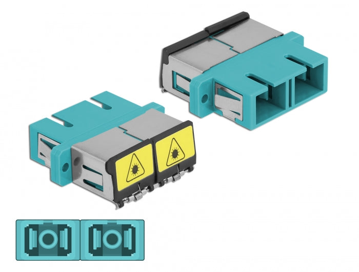 מתאם אופטי לפאנל SC Duplex OM3 מולטי מוד עם מכסה להגנה בלייזר נ/נ - delock.israel