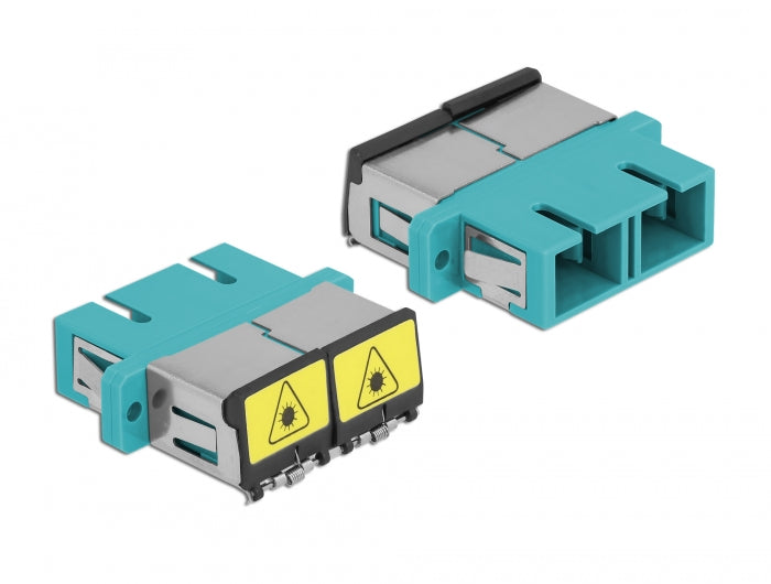 מתאם אופטי לפאנל SC Duplex OM3 מולטי מוד עם מכסה להגנה בלייזר נ/נ - delock.israel