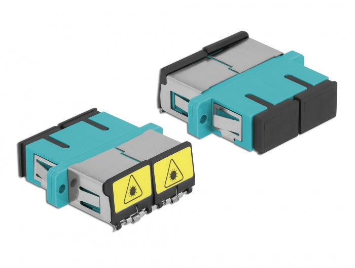 מתאם אופטי לפאנל SC Duplex OM3 מולטי מוד עם מכסה להגנה בלייזר נ/נ - delock.israel