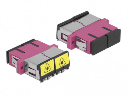 מתאם אופטי לפאנל SC Duplex OM4 מולטי מוד עם מכסה להגנה בלייזר נ/נ - delock.israel