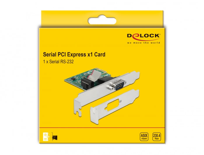 כרטיס PCIe x1 Serial RS-232 Low profile עם יציאת DB9 צ'יפ ASIX - delock.israel