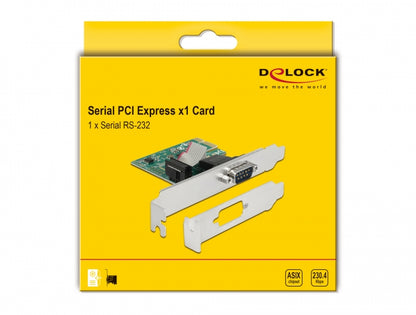 כרטיס PCIe x1 Serial RS-232 Low profile עם יציאת DB9 צ'יפ ASIX - delock.israel