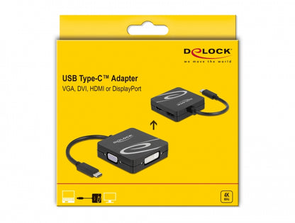 מתאם תצוגה USB-C לחיבור מסכים VGA / DVI / HDMI 4K / DisplayPort 4K - delock.israel