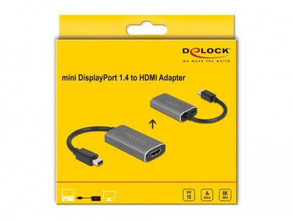 מתאם תצוגה אקטיבי מיני DisplayPort 1.4 לחיבור מסך HDMI 8K HDR תומך 60 הרץ - delock.israel