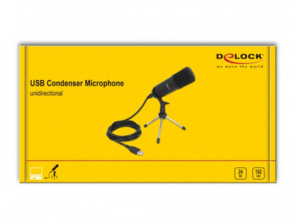 מיקרופון קונדנסר USB מקצועי להרצאות ופודקאסטים + חצובה - delock.israel