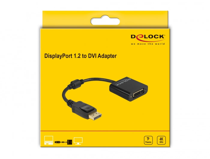 מתאם תצוגה DisplayPort 1.2 לחיבור מסך DVI 4K - delock.israel
