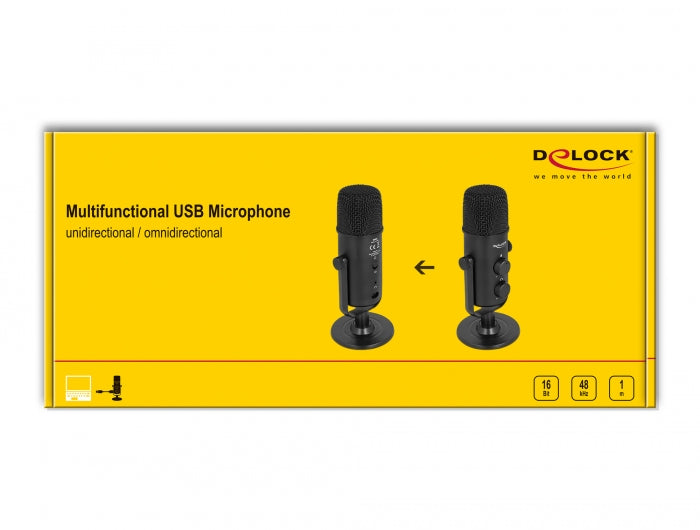 מיקרופון Dual Capsule USB עם בקרת עוצמת קול + שקע אוזניות PL 3.5 - delock.israel