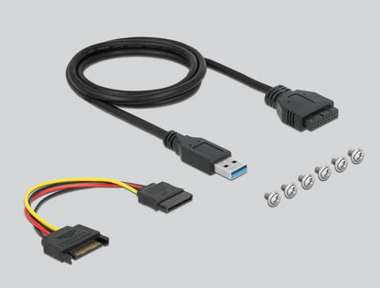 פאנל קדמי 3.5″ USB 3.2 5Gbps למארז מחשב עם 3 יציאות USB-A/C + קורא כרטיסים דגם 64058 - delock.israel